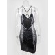 Womens Club Dress Black Riemen Hals Sleeveless Polyester Ombre Lace Up Backless Bodycon Sexy Midi Kleid